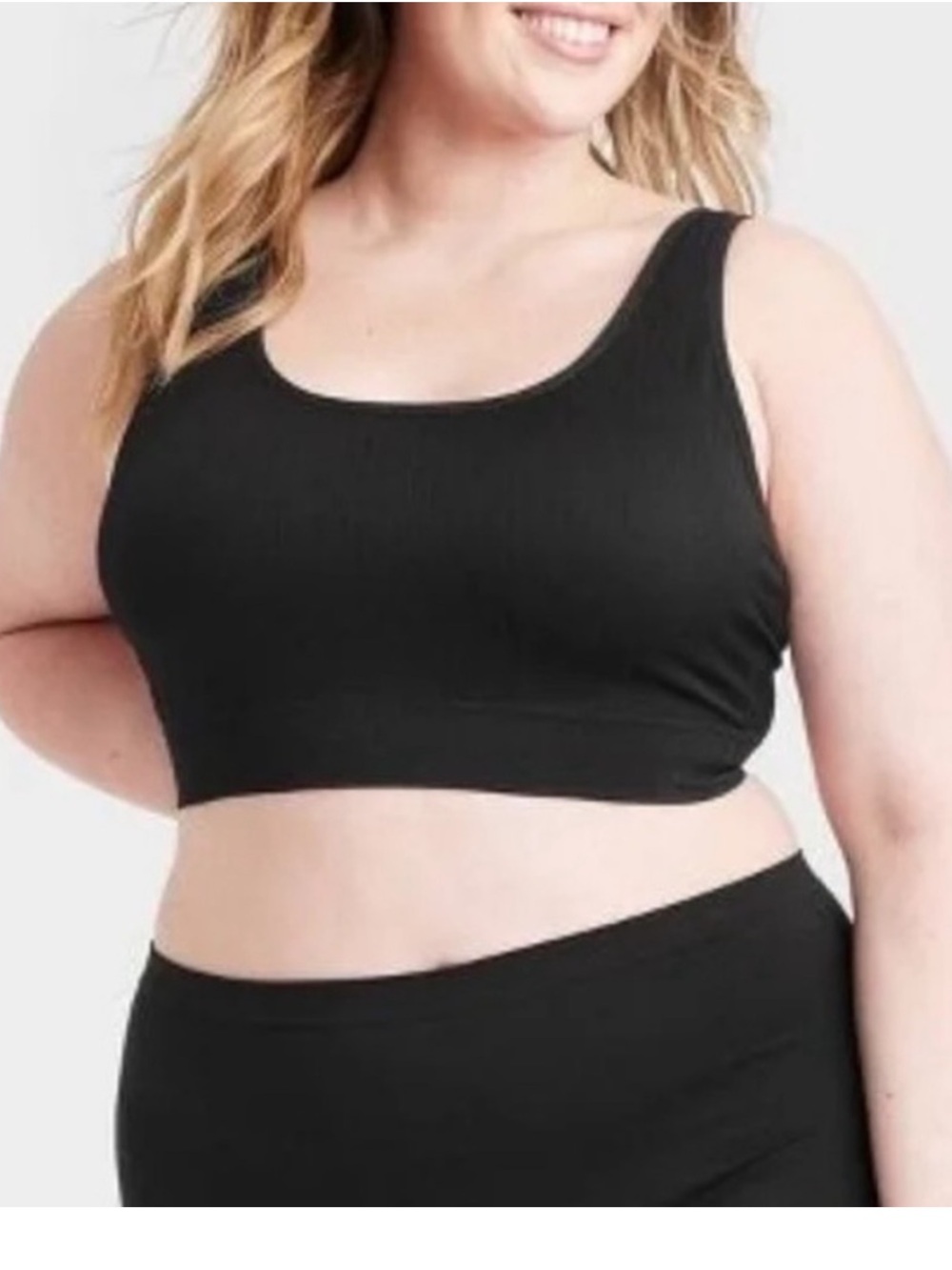Auden Knit Black Ribbed Seamless Bralette Underwire Free Plus Size 2X | NWT